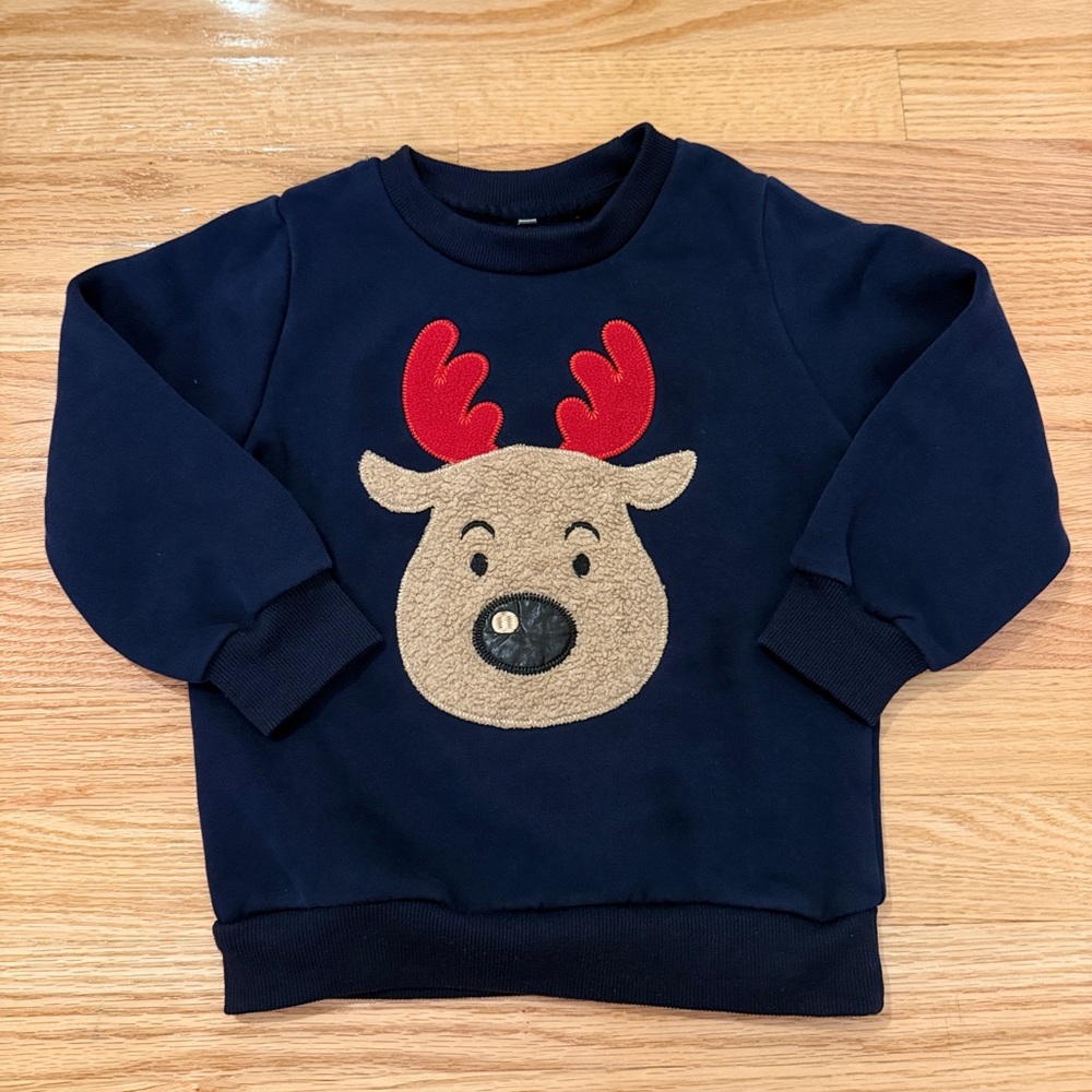 Navy Sweatshirt with Reindeer Design